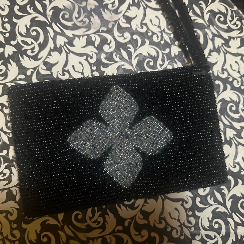 Elegant Black Beaded Clutch